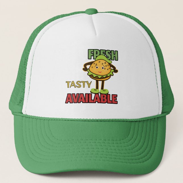 Funny fresh burger  trucker hat (Front)