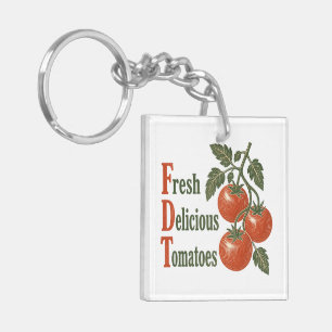 Funny Fresh Delicious Tomatoes Vintage woodblock Key Ring