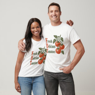 Funny Fresh Delicious Tomatoes Vintage woodblock T-Shirt