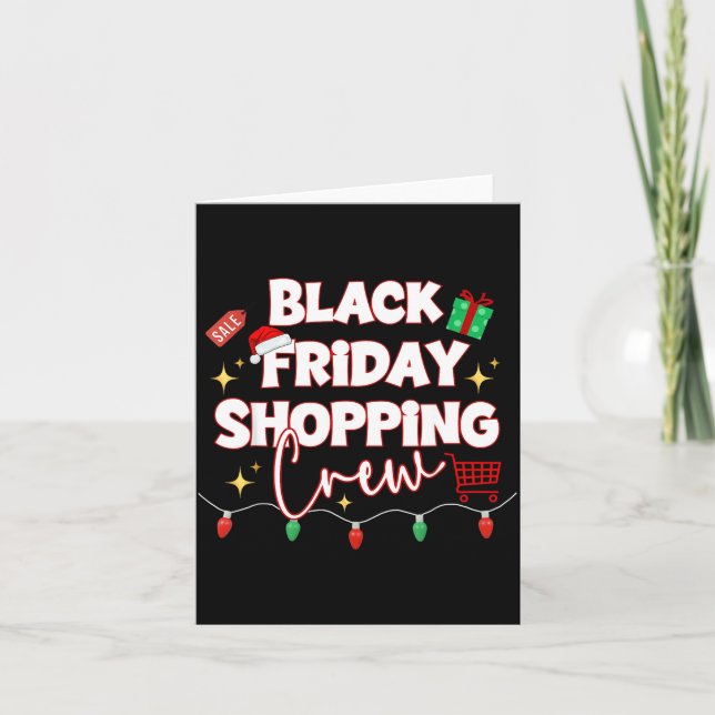 Funny Friday Shopng Crew Christmas Black Shopng Fa Card (Front)