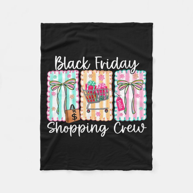 Funny Friday Shopng Crew Christmas Black Shopng Fa Fleece Blanket (Front)