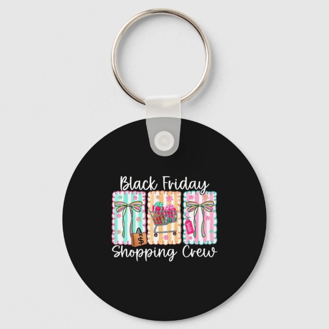 Funny Friday Shopng Crew Christmas Black Shopng Fa Key Ring (Front)