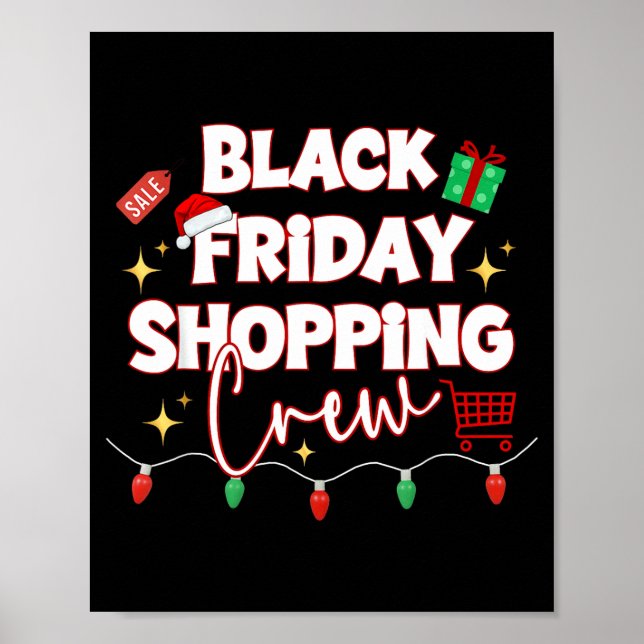 Funny Friday Shopng Crew Christmas Black Shopng Fa Poster (Front)