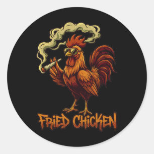 Funny Fried Chicken Rooster Shades Bird Poultry Hu Classic Round Sticker
