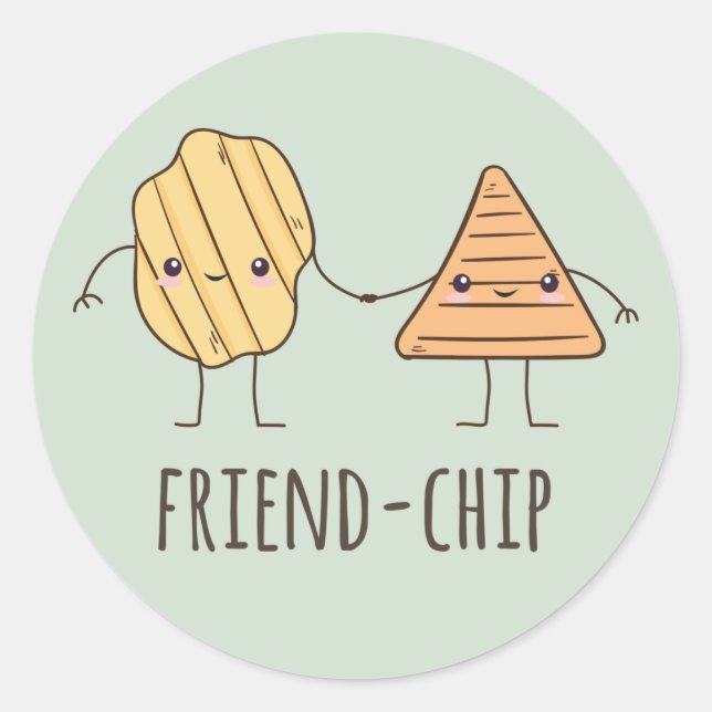 Funny Friend-chip potato chips Classic Round Sticker (Front)