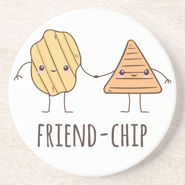 Funny Friend-chip potato chips Coaster (Front)