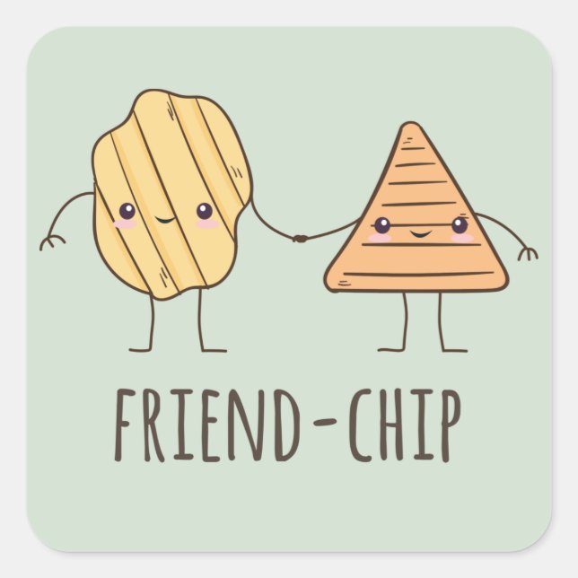 Funny Friend-chip potato chips Square Sticker (Front)