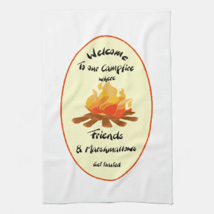 Funny Friend Marshmallow Camping Quote Tea Towel