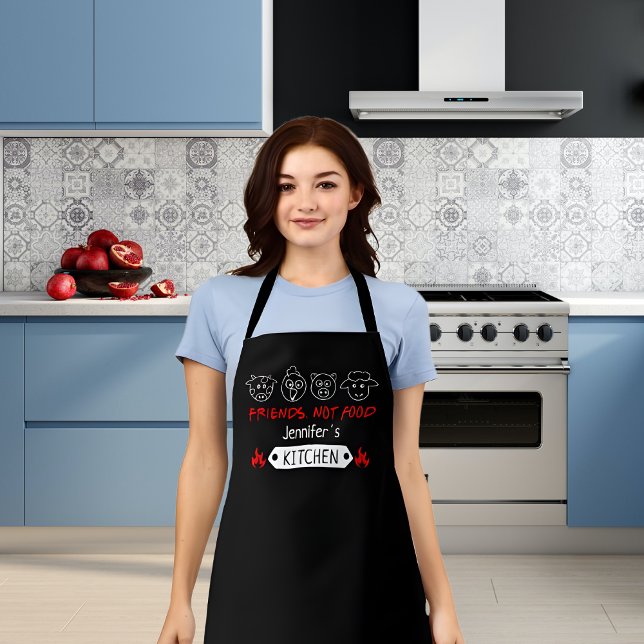 Funny Friends Not Food, Vegan Kitchen  Apron (Creator Uploaded)