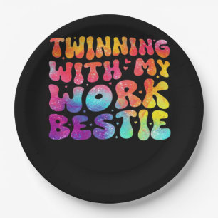 Funny Friends Twinning With My Work Bestie Spirit Paper Plate