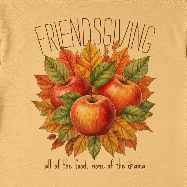 Funny Friendsgiving Fall Apple Cosy Foodie Friends Tri-Blend Shirt (Artistic Friendsgiving design with three apples nestled in colorful autumn leaves.)