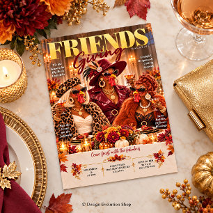 Funny Friendsgiving Invitation Glam Turkey Ladies