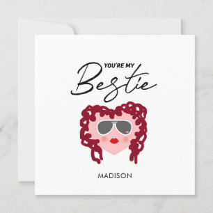 Funny Friendship Pink Heart Bestie Personalised Card