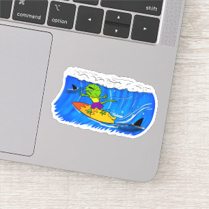 Funny frill neck lizard surfing cartoon