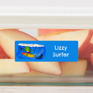 Funny frill neck lizard surfing personalised