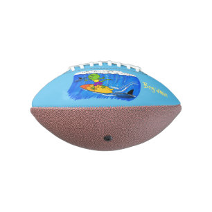 Funny frilled neck lizard surfing cartoon american football