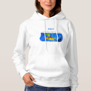 Funny frilled neck lizard surfing cartoon hoodie