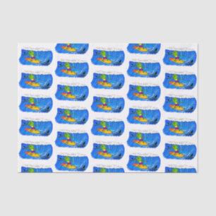 Funny frilled neck lizard surfing cartoon tissue paper