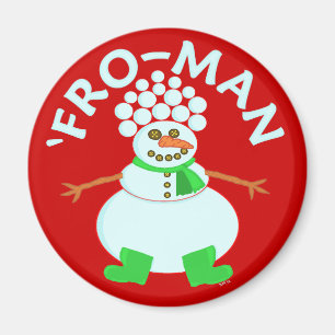 Funny 'Fro Snowman Christmas Pun Magnet