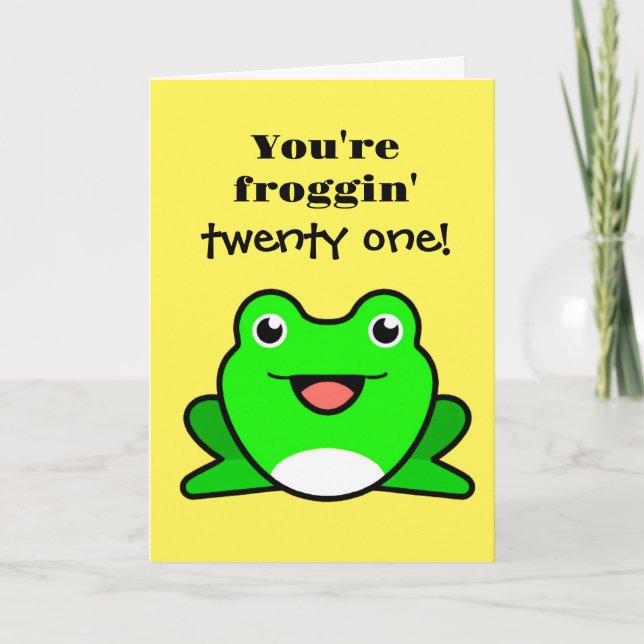 Funny Frog 21st Birthday Card (Front)