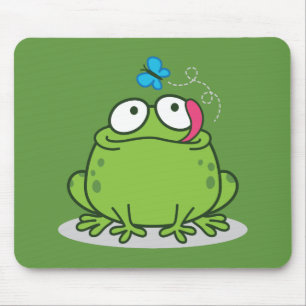Funny frog and butterfly design mouse mat