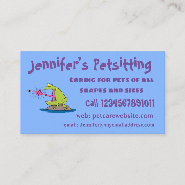 Funny frog and fly cartoon business card (Front)