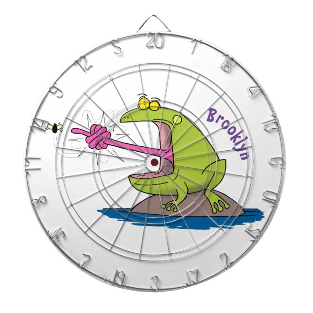 Funny frog and fly cartoon dartboard (Front)