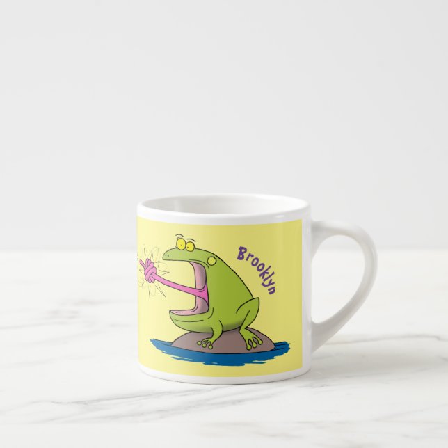 Funny frog and fly cartoon espresso cup (Right)