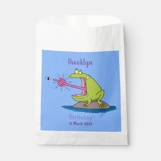 Funny frog and fly cartoon favour bags (Front)