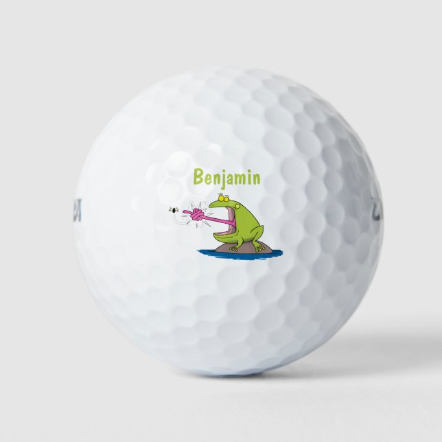 Funny frog and fly cartoon golf balls (Front)