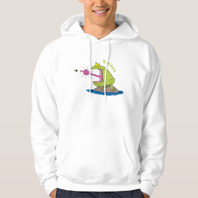Funny frog and fly cartoon hoodie (Front)