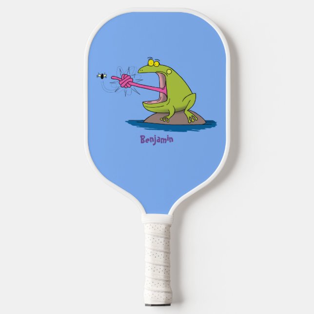 Funny frog and fly cartoon pickleball paddle (Front)