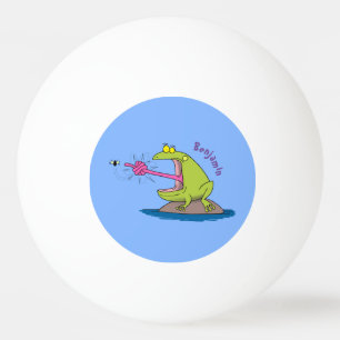 Funny frog and fly cartoon ping pong ball