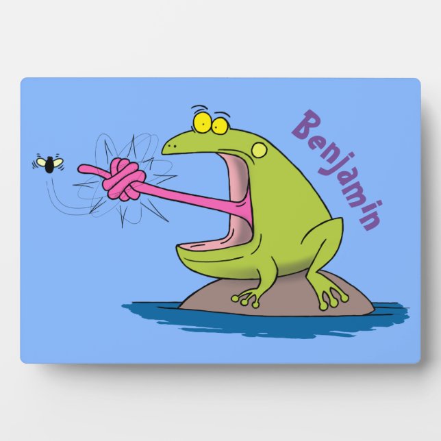 Funny frog and fly cartoon plaque (Front)