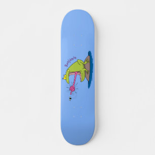 Funny frog and fly cartoon skateboard
