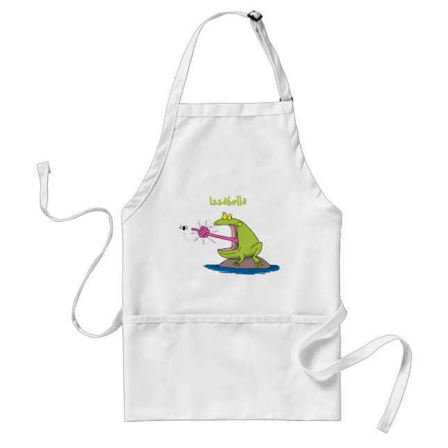 Funny frog and fly cartoon standard apron (Front)