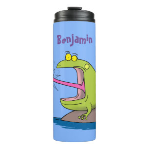 Funny frog and fly cartoon thermal tumbler
