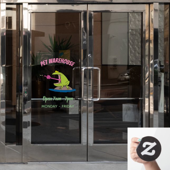 Funny frog and fly cartoon window cling (Office Door)