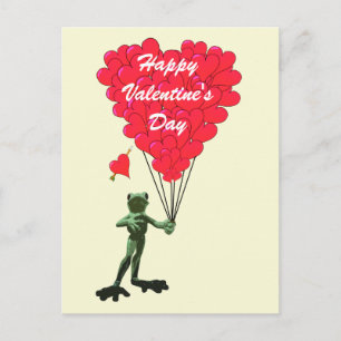 Funny frog and heart Valentines Holiday Postcard