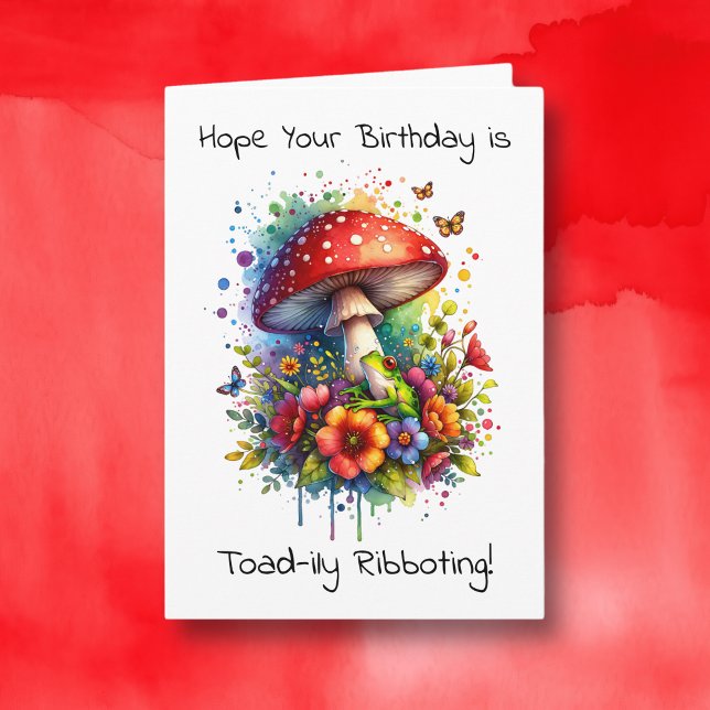 Funny Frog and Mushroom Birthday Card (Creator Uploaded)