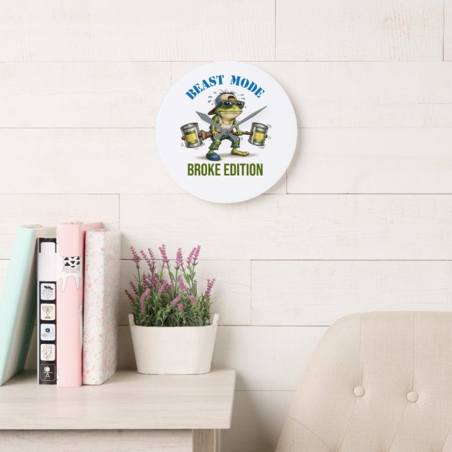 Funny Frog Beast Mode Broke Edition Wall Clock (Reading Room)