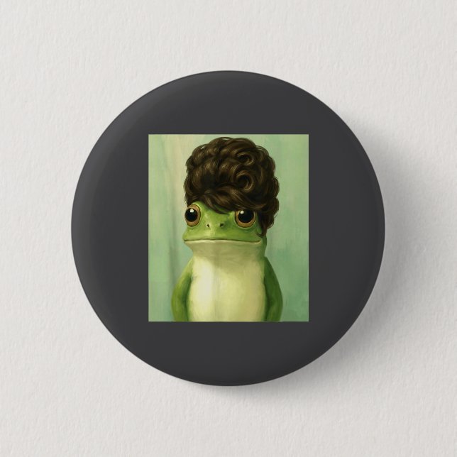 Funny Frog Beehive Bob Haircut Meme  6 Cm Round Badge (Front)