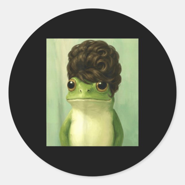 Funny Frog Beehive Bob Haircut Meme  Classic Round Sticker (Front)