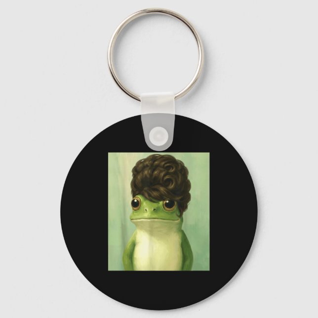 Funny Frog Beehive Bob Haircut Meme  Key Ring (Front)
