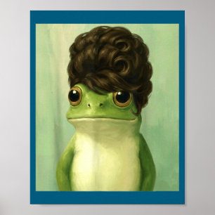 Funny Frog Beehive Bob Haircut Meme  Poster