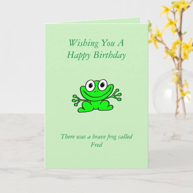 Funny Frog Birthday Card (Yellow Flower)