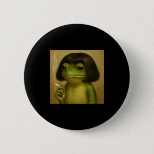 Funny Frog Bob Haircut Smoking Meme For Men Women 6 Cm Round Badge