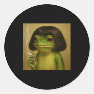 Funny Frog Bob Haircut Smoking Meme For Men Women Classic Round Sticker