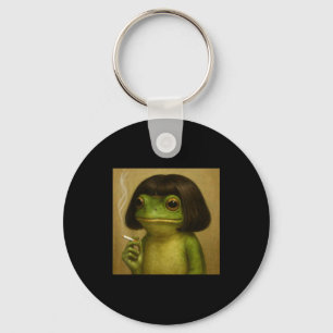 Funny Frog Bob Haircut Smoking Meme For Men Women Key Ring