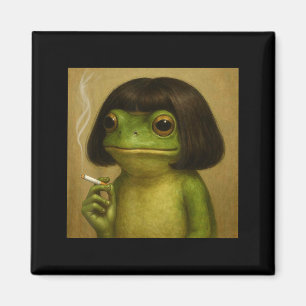 Funny Frog Bob Haircut Smoking Meme For Men Women Magnet